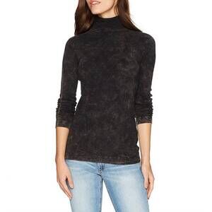 NEW THREE DOTS heritage knit rocker tight long shirt in grey black